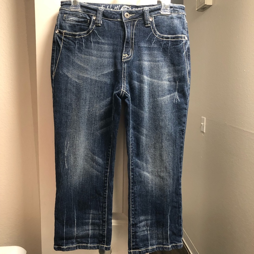 Ethyl jeans woman's dark blue embellished classic denim Size 4